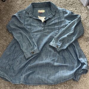 Current Elliot Chambray Laurel Canyon Popover Henley Denim Top Sz 1
